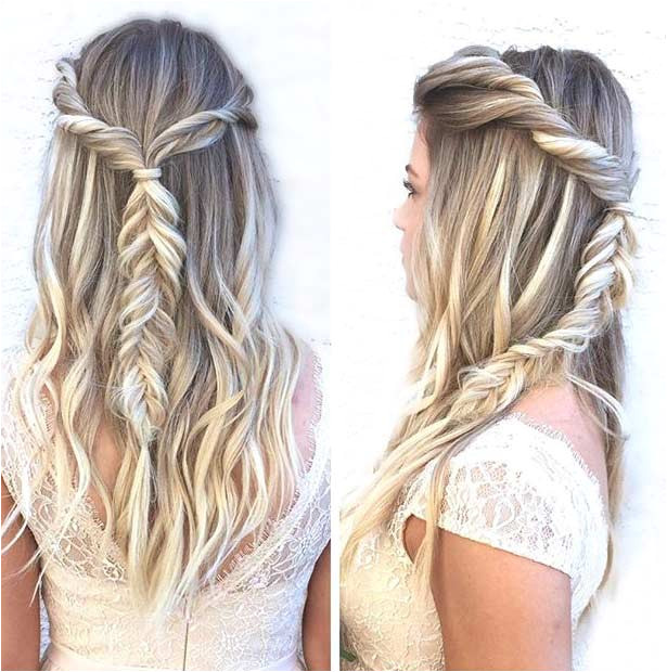 Simple Fishtail Braid Half Updo for Prom
