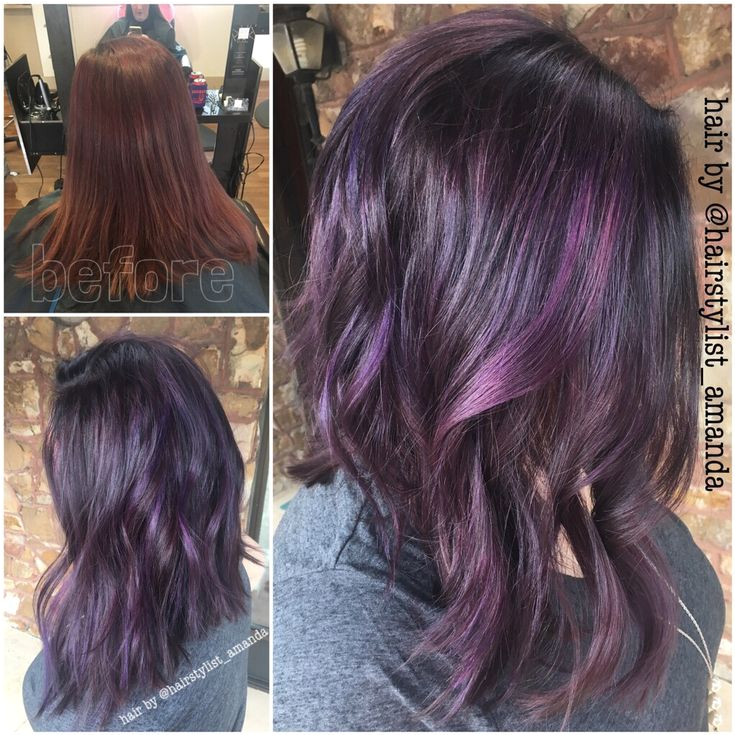 Image result for purple streaks in dark brown hair