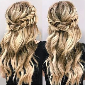 Beautiful braid Half up and half down hairstyle for romantic brides