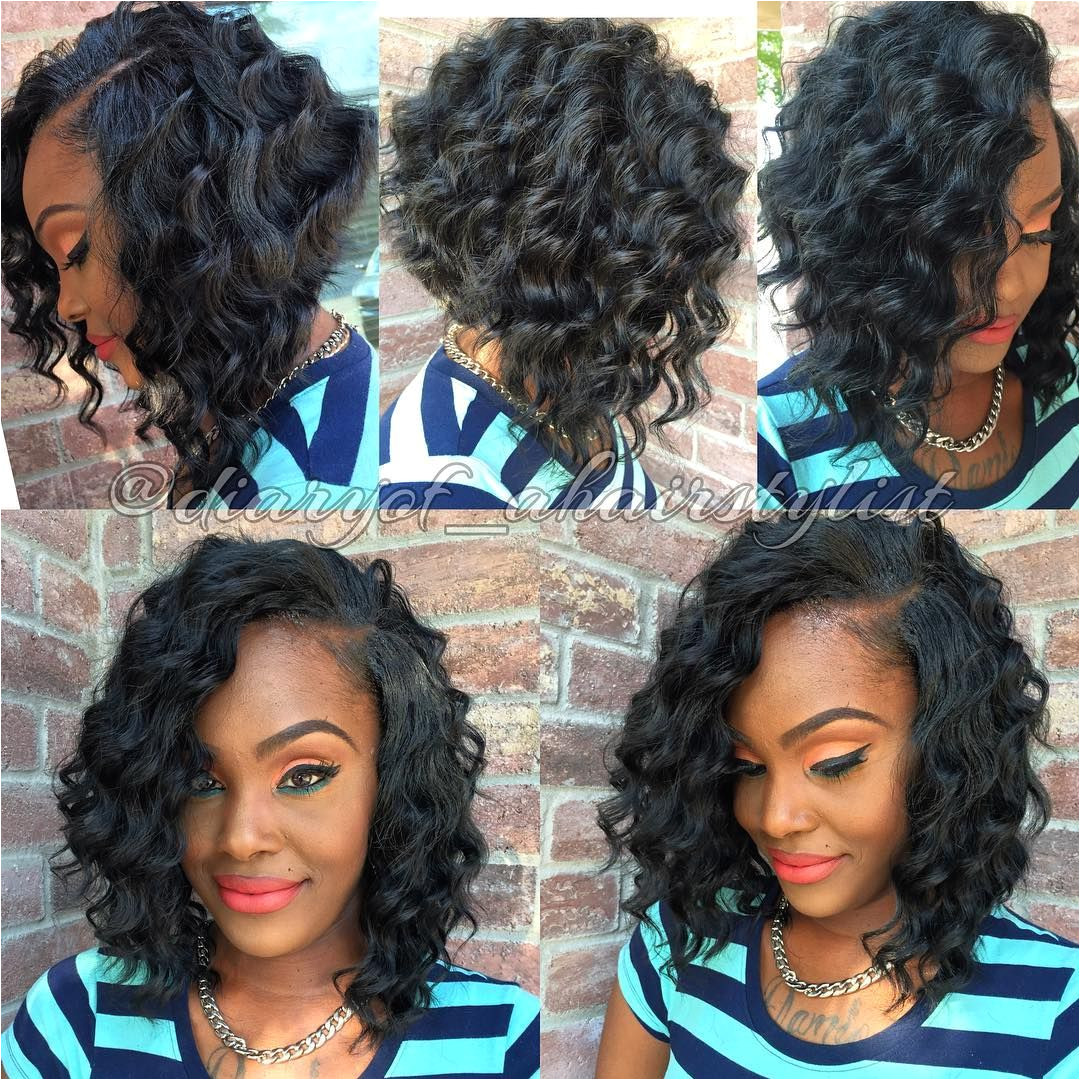 African American Angled Curly Bob
