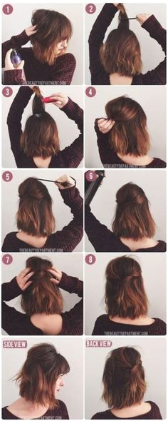 Poof on short bob hairstyle tutorial How To Style Short Hair Diy Short Hair