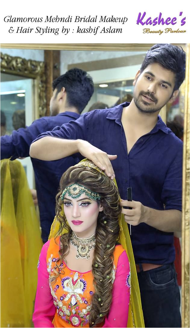 Glamorous mehndi bridal makeup by kashif aslam