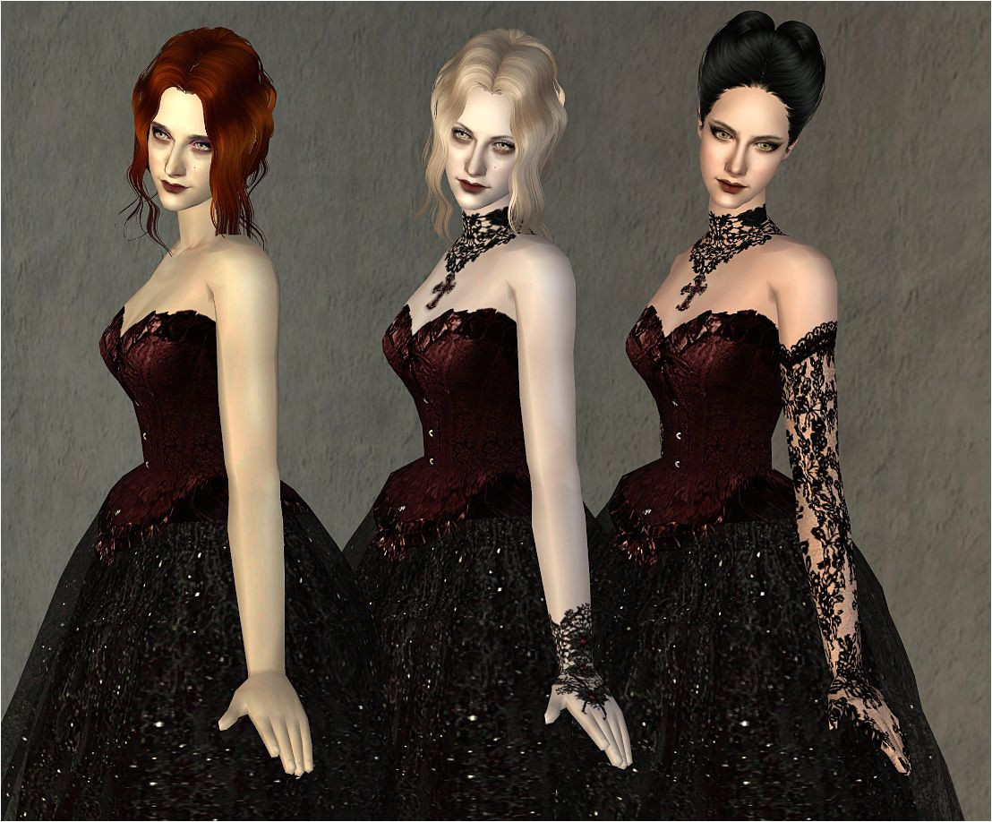 Mod The Sims Fashion story from Heather Wedding Charm of Gothic Set “Midnight”