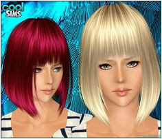 Asymmetrical bob with bangs hairstyle 98 by Cool Sims for Sims 3 Sims Hairs