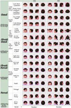 Acnl Hairstyle Guide New Leaf Hair Guide Hair Color Guide Shampoodle Hair Guide