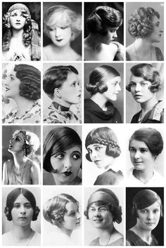 Hairstyles from the 1920 s I want the first ones left from right from the first and third rows