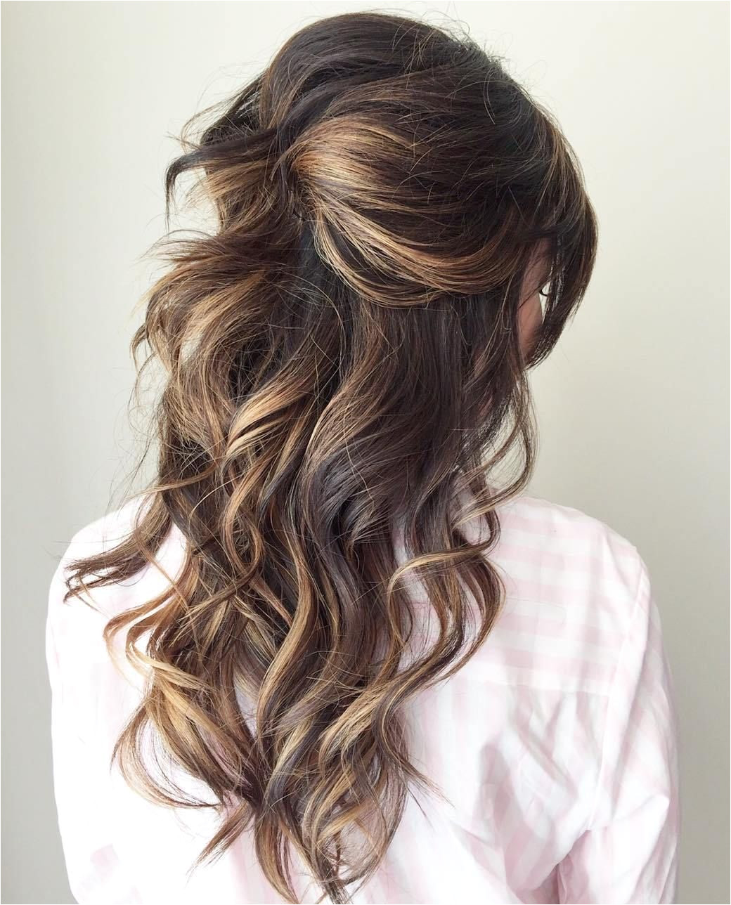 Curly Half Updo For Long Hair Down Do Wedding Hair