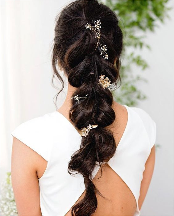 Rustic Vintage DIY Half up Half Down Wedding Hairstyle For Long Hair with Mermaidbraid and Flowers