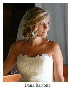 Romantic bridal hair low updo curls with veil hairstyle by Dana Bartone