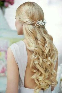 HAIR OPTION and romantic classic half up half down curly wedding hairstyle for long hairs