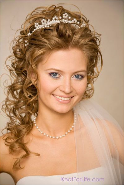 curly wedding hairstyles with tiara