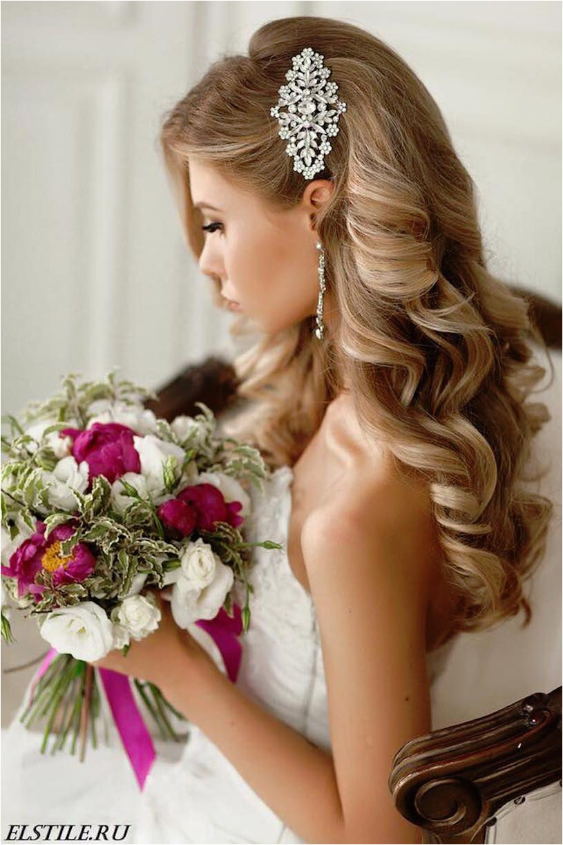 Long curled bridal hair style