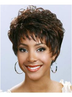 Fashionable Brown Wavy Short African American Wigs