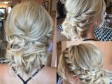 Blonde evening Hairstyles Textured Up Do for Blondes with Curls and Side Braid Bridal