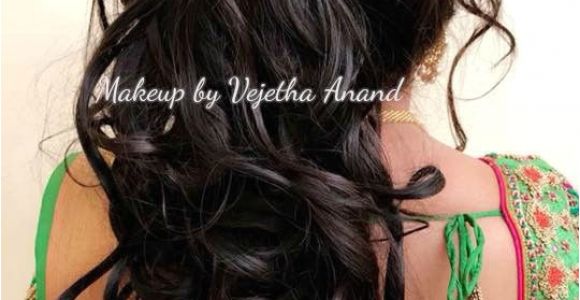 Curls Hairstyles On Saree Romantic Bridal Updo by Vejetha for Swank Bridal Hairstyle Curls