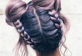 Cute Hairstyles Ideas Tumblr Girl with Purple Hair and Pretty Hairstyle with Two Dutts