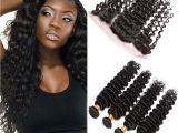 Deep Wave Hairstyles for Black Women Unprocessed Mongolian Virgin Hair Deep Wave with Frontal Closure