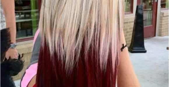 Dip Dye Hairstyles for Blondes Burgundy Dip Dye Hair