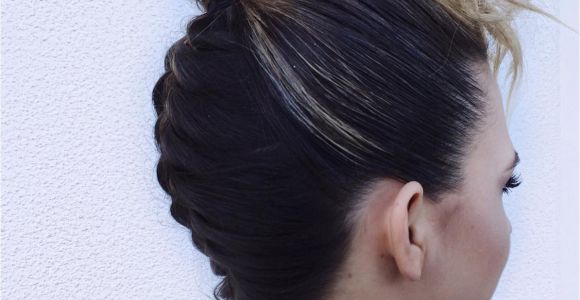 French Braid with Bun Hairstyles Hair by Jessica Ryland Upside Down French Braid Bun Faux Bangs