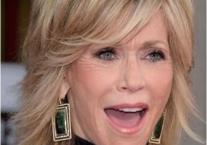 Jane Fonda Medium Hairstyles Jane Fonda Fluffy Medium Wavy Human Hair Capless Wigs 12 Inches