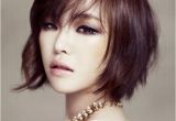 Korean Short Hair with Bangs Subtle Waves and A Slanting Bangs