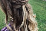 Messy Hairstyles Down Half Up Half Down Hair with Messy Braid and Loose Curls Perfect for