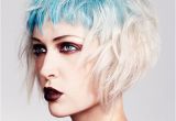 Punk Chin Length Hairstyles Peroxide Blonde Bob with A Splash Of Turquoise