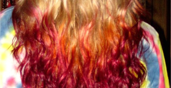 Tie Dye Hairstyles Red Hair Blonde Burgundy orange Tiedye Shiny Color