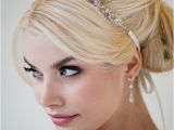 Wedding Hairstyles with Headpiece Bouffant Fancy formal Hair Simple Sparkly Headband Dark Eyed